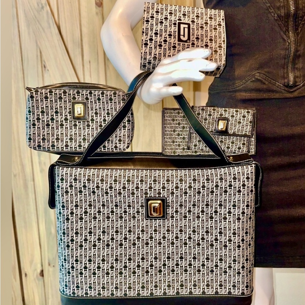 Vintage Judith Leiber Black monogram large bag lacquered